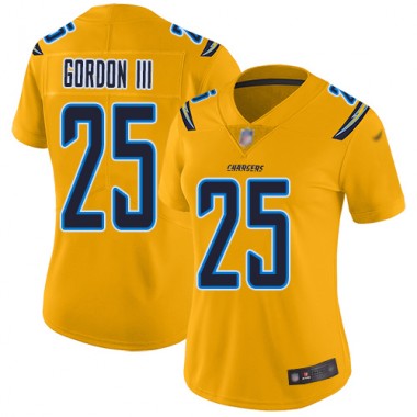 Los Angeles Chargers NFL Football Melvin Gordon Gold Jersey Women Limited 25 Inverted Legend